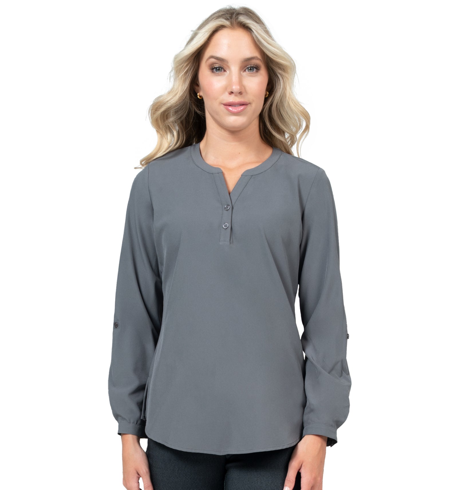 ZAVATE Stretch Blouse with 3/4 Roll Sleeves 1035