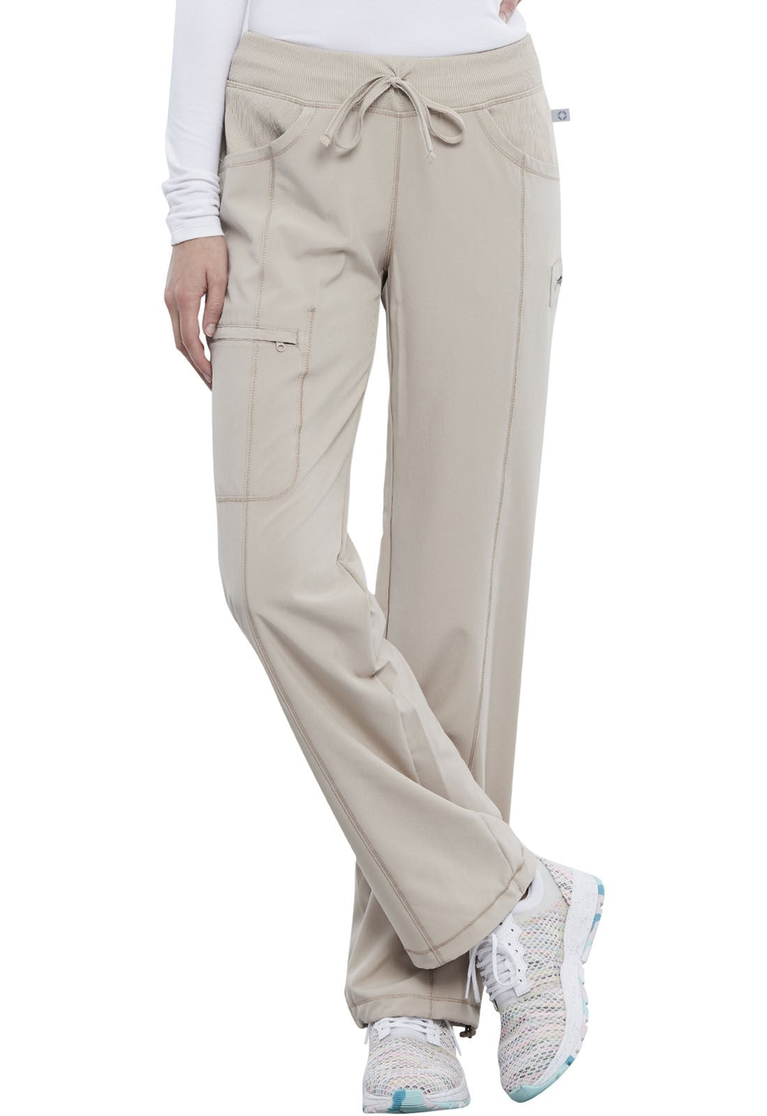 Women's Rib Knit Drawstring Waist Scrub Pant