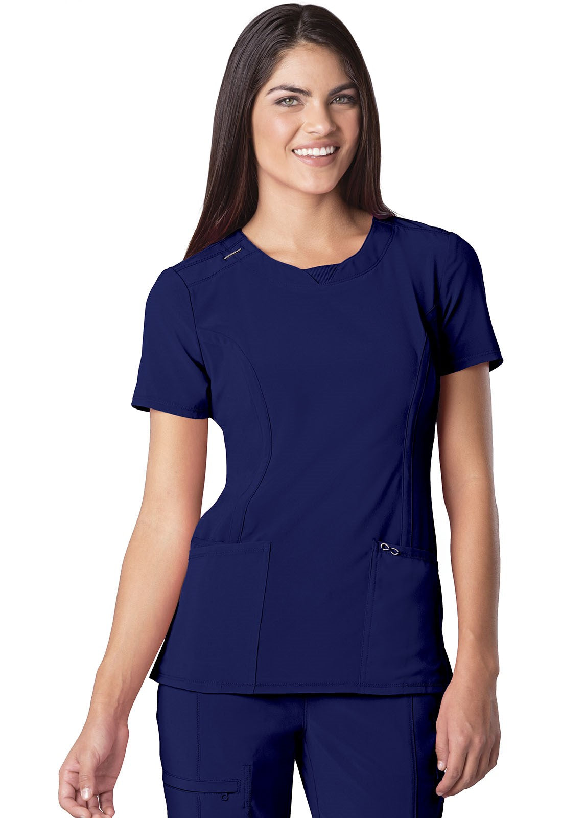 INFINITY 2624A Women's Split Round Neck Solid Scrub Top - Plus