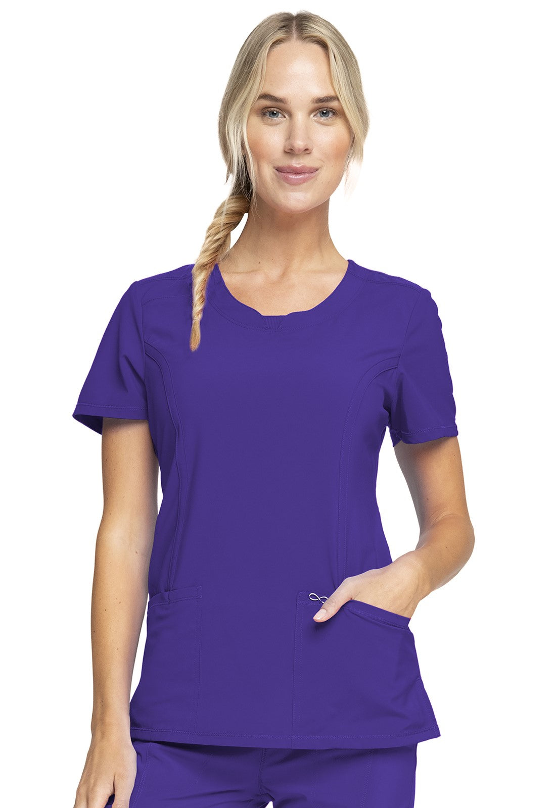 INFINITY 2624A Women's Split Round Neck Solid Scrub Top - Plus