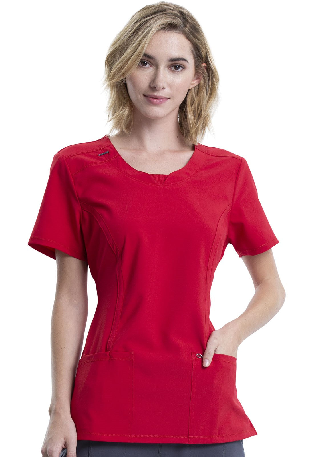 INFINITY 2624A Women's Split Round Neck Solid Scrub Top - Plus