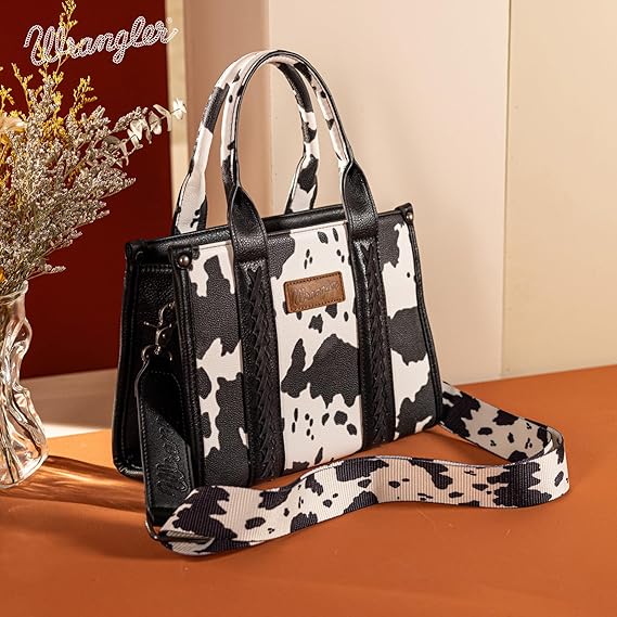 SY577 Montana West × Wrangler Tote Bag for Women Western Cow Print Purse Designer Top Handle Handbags