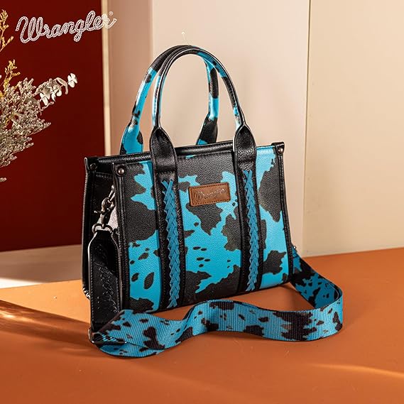 SY577 Montana West × Wrangler Tote Bag for Women Western Cow Print Purse Designer Top Handle Handbags